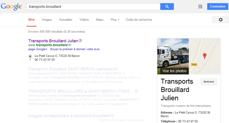 Voir le résultat sous Google pour TRANSPORTS BROUILLARD